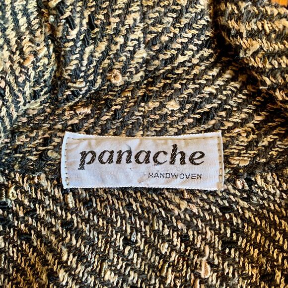Handwoven Tweed Open Front Blazer Jacket Panache Pockets Fits L Relaxed Academia - Picture 6 of 6
